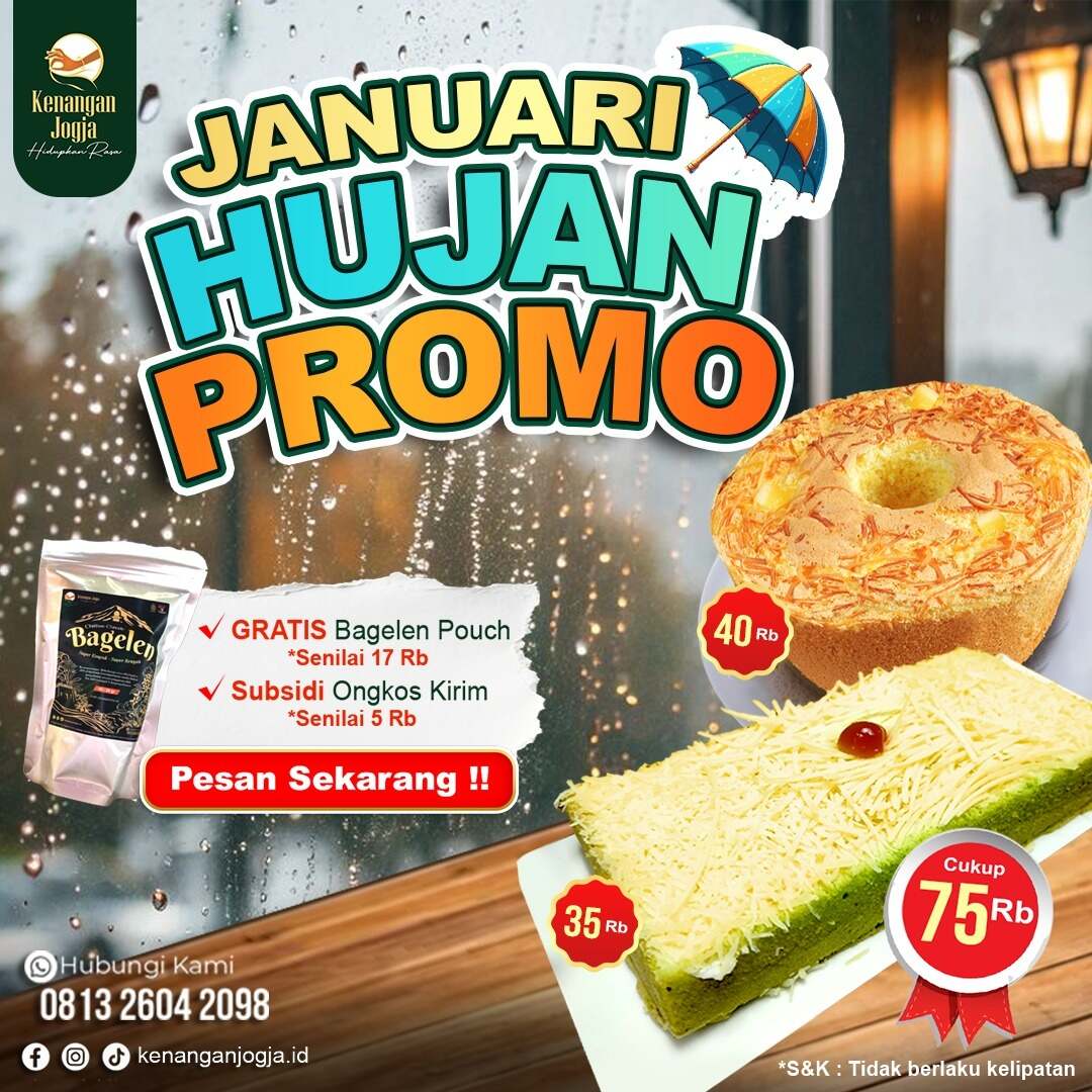 Promo Bolu Pandan (Bolu Pandan+ chiffon), Subsidi ongkir Rp 5000
